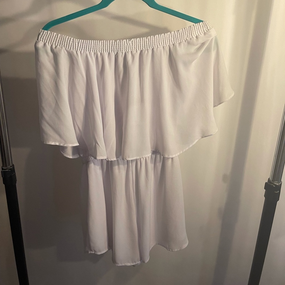 White Off the shoulder Romper!